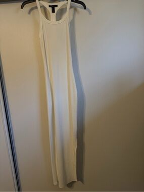 White ribbed Tank Maxi Dress tank top dress racer back size small vacation